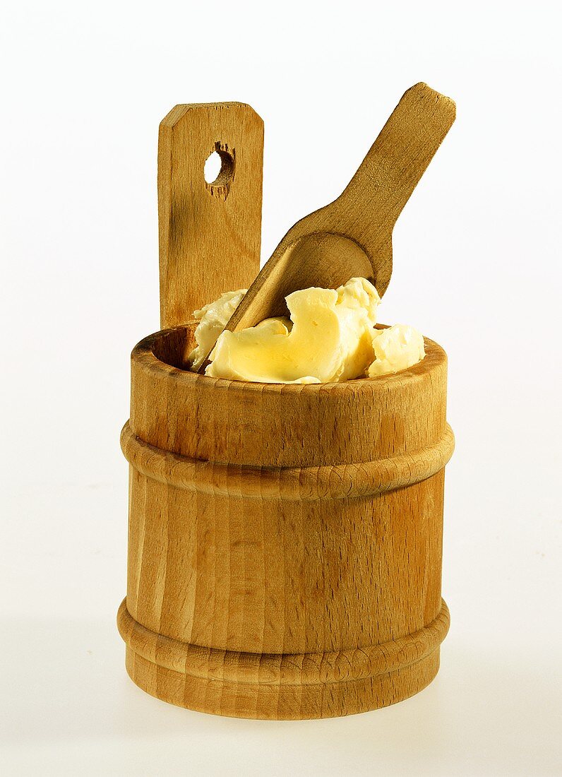 Butter in wooden tub