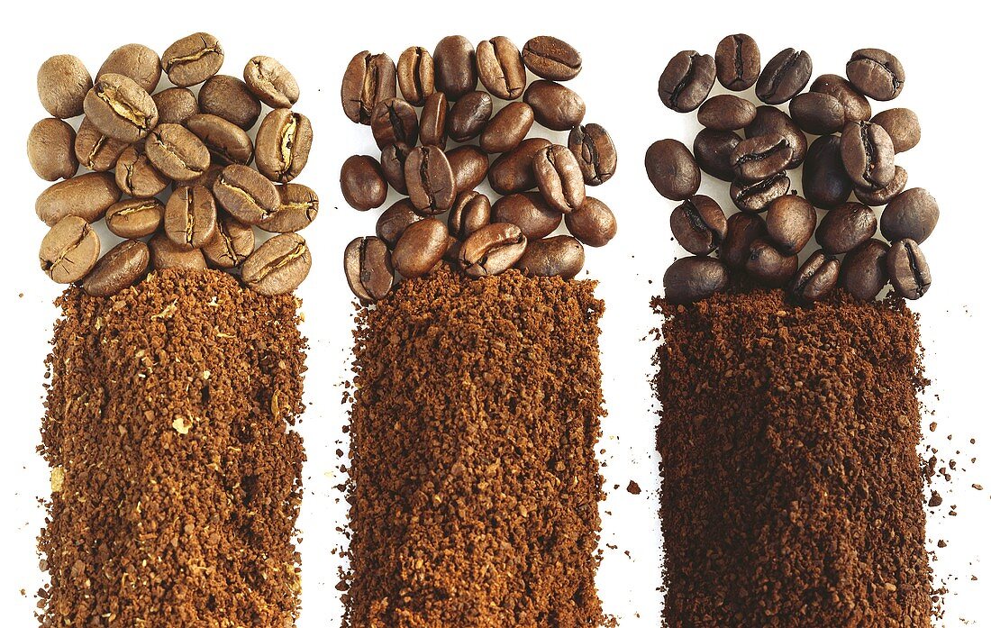 Drei verschiedene Kaffeesorten: Malawi, Sana, Vanilla