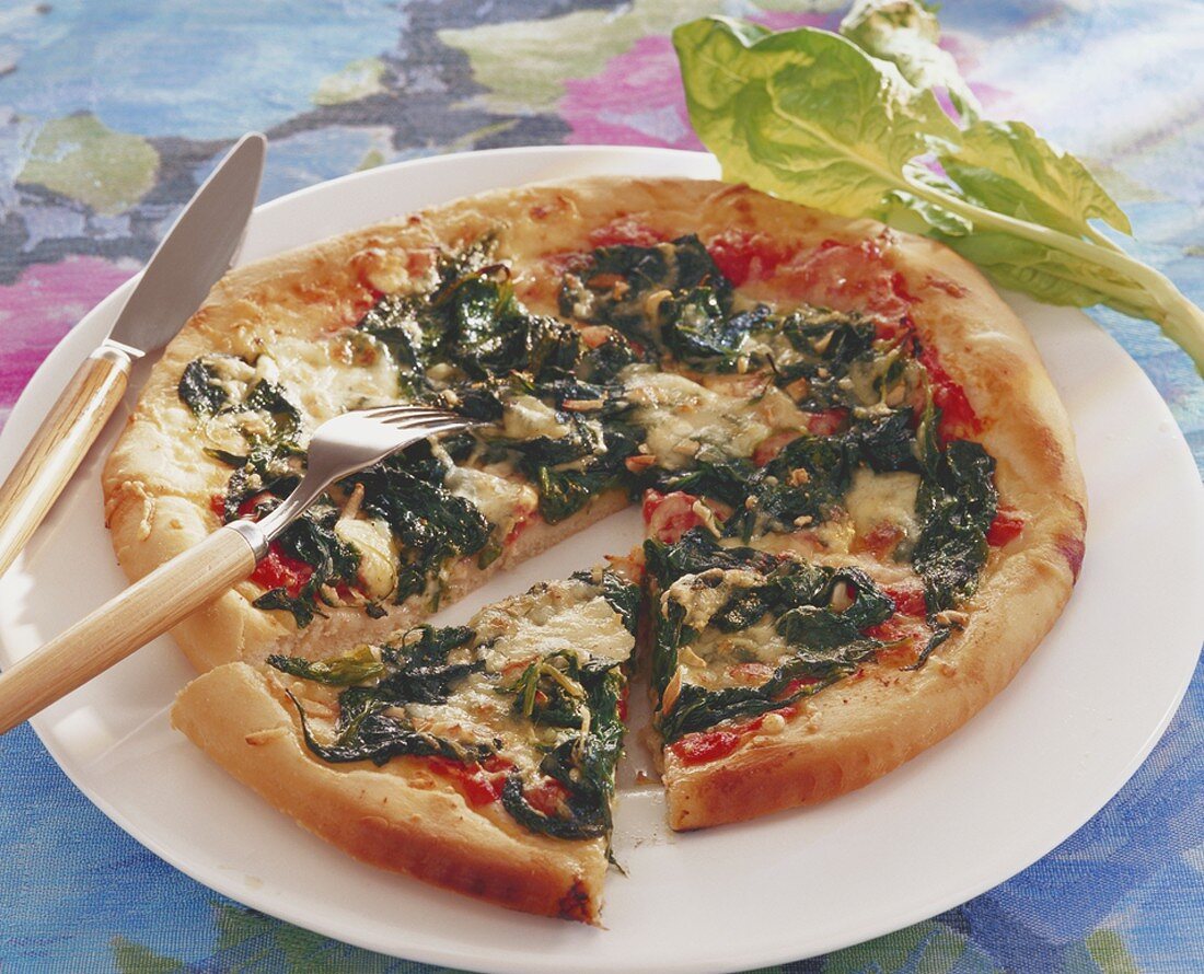 Cheese and spinach pizza