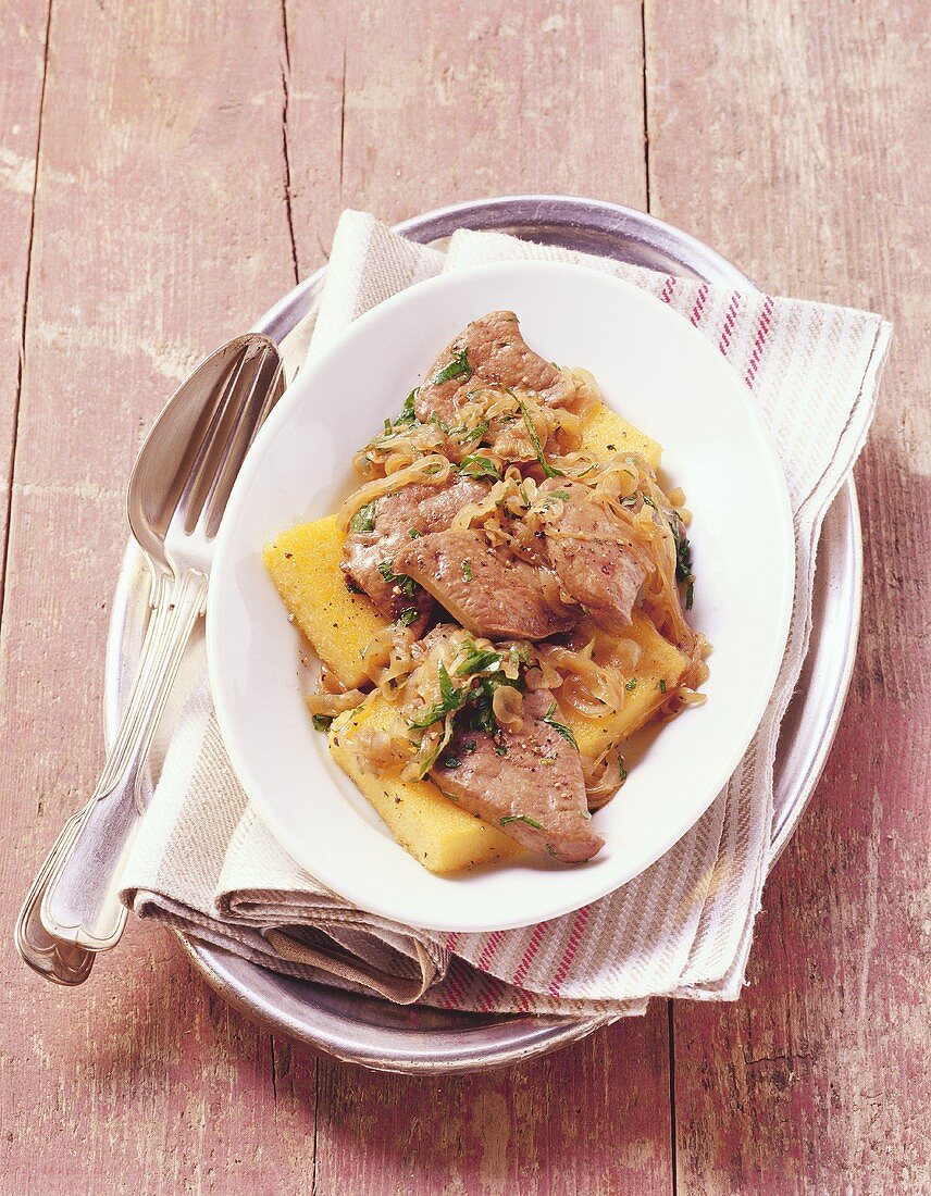 Fegato alla veneziana (calf's liver with onions), Italy