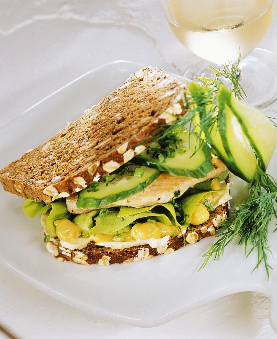Wholemeal turkey breast and cucumber sandwich