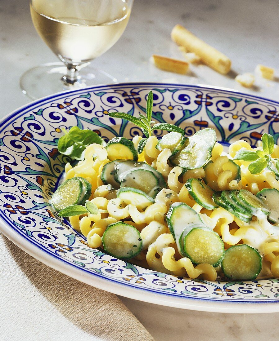 Pasta with courgettes and herbs