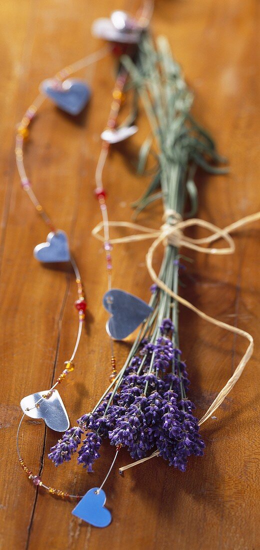 Bunch of lavender and chain of hearts