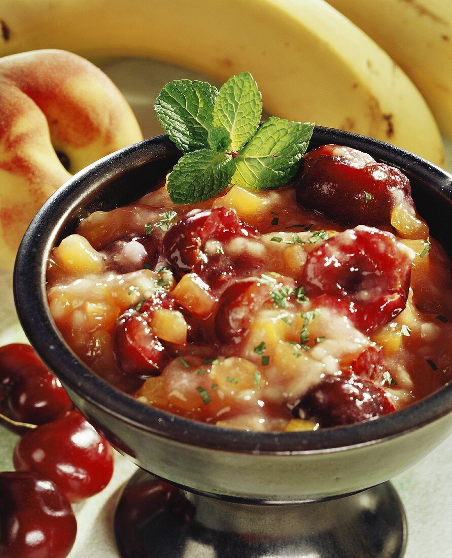 Cherry salsa with mint