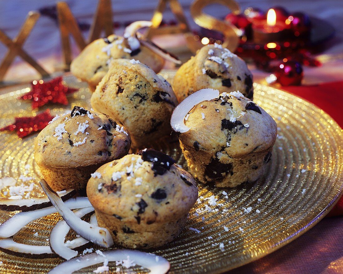 Blueberry and coconut muffins for Christmas