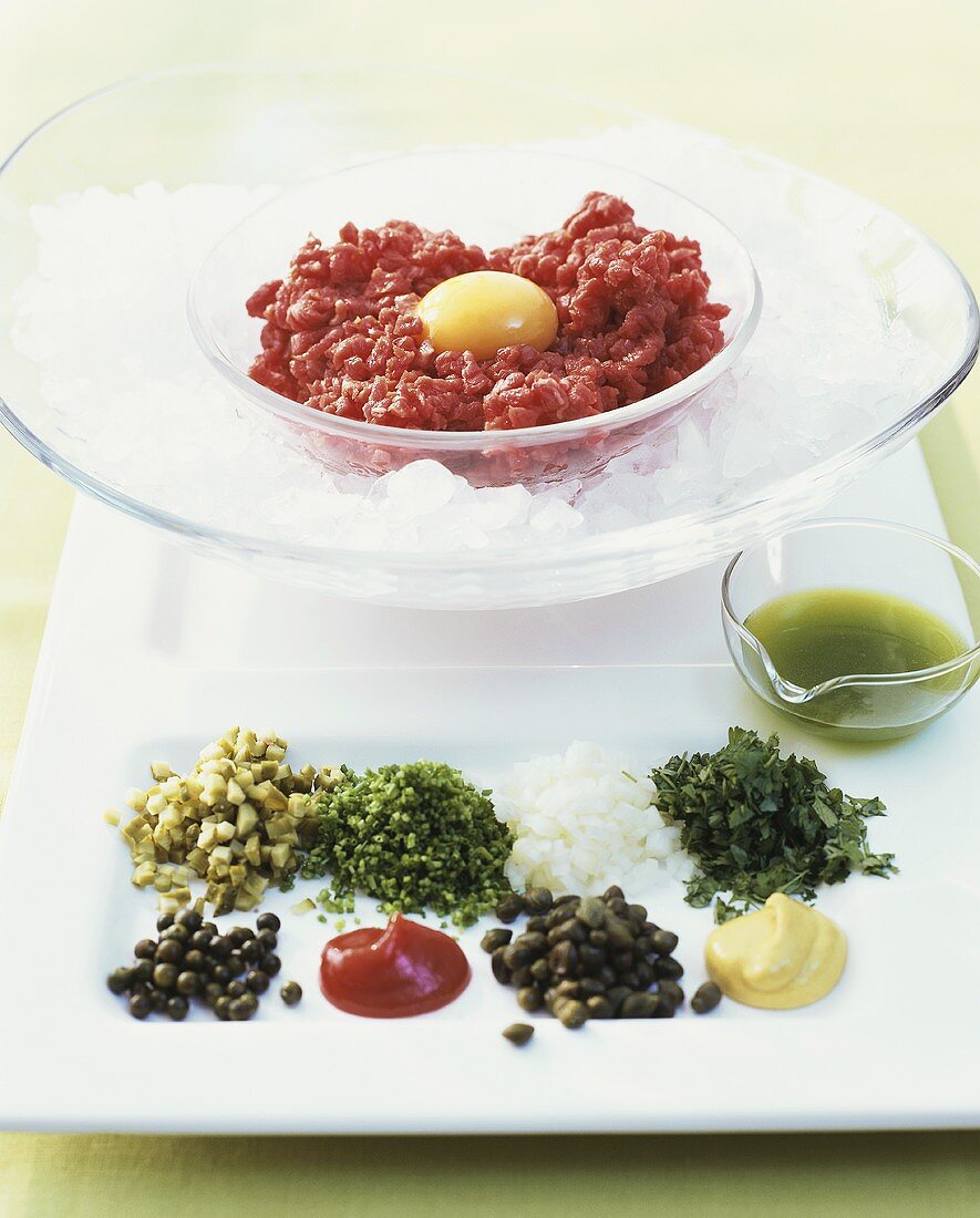 Beef tartare with spicy ingredients