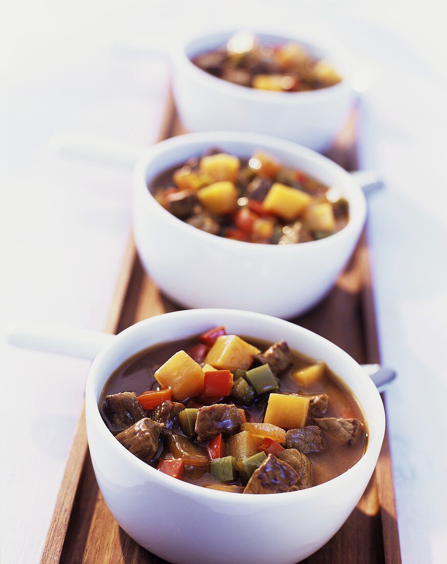 Goulash soup with diced peppers