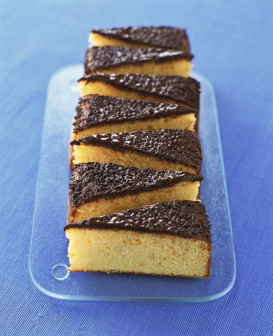 Orange almond cake with chocolate icing