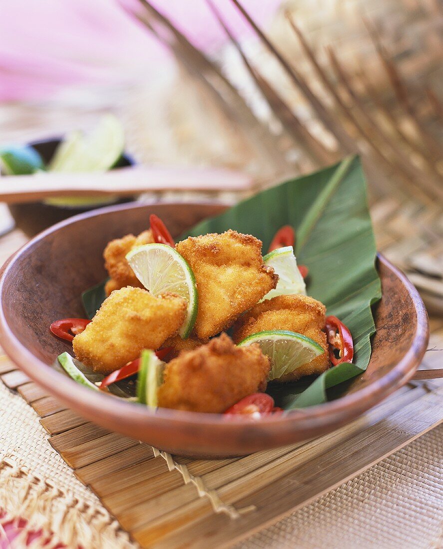 Deep-fried chicken fillets with lime and chili (Caribbean)