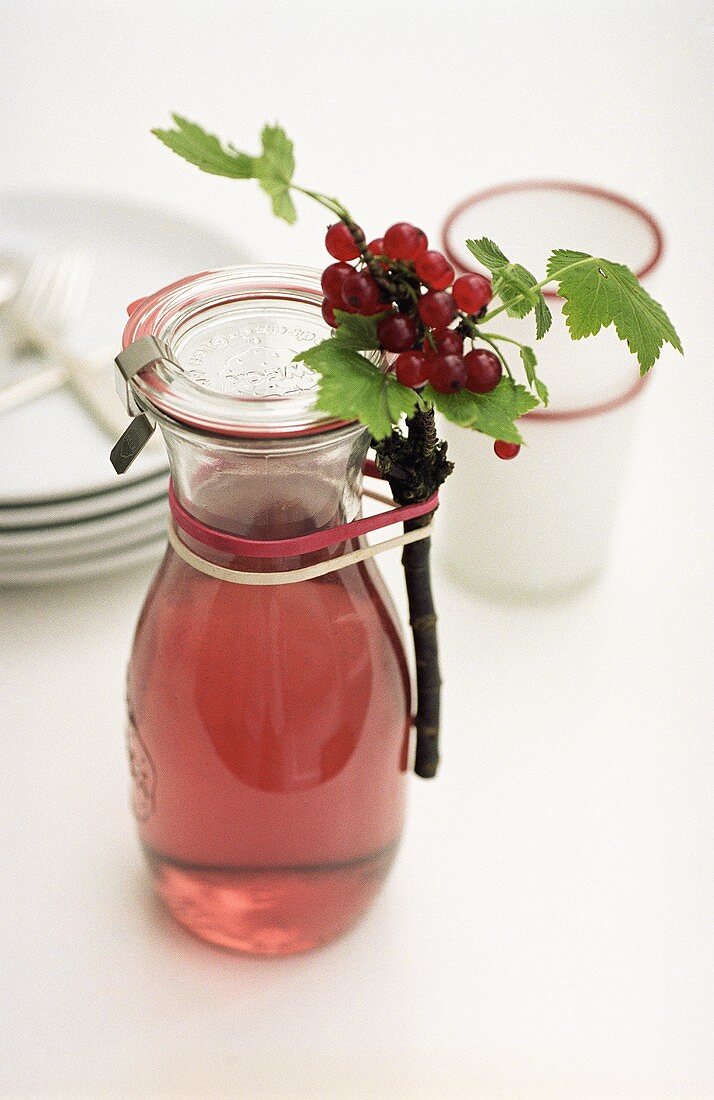 Home-made redcurrant vinegar in carafe