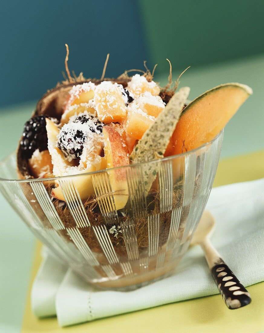Fruit salad with grated coconut