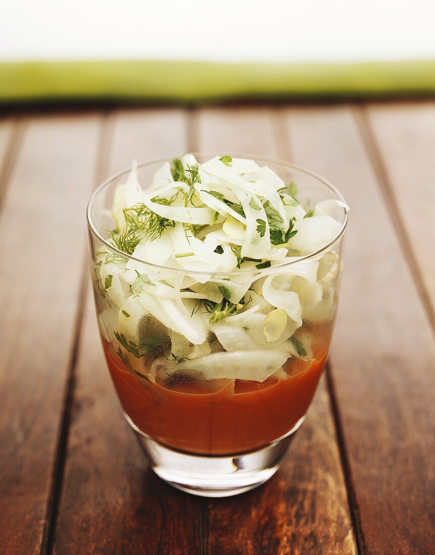 Fennel with herbs and carrot consommé