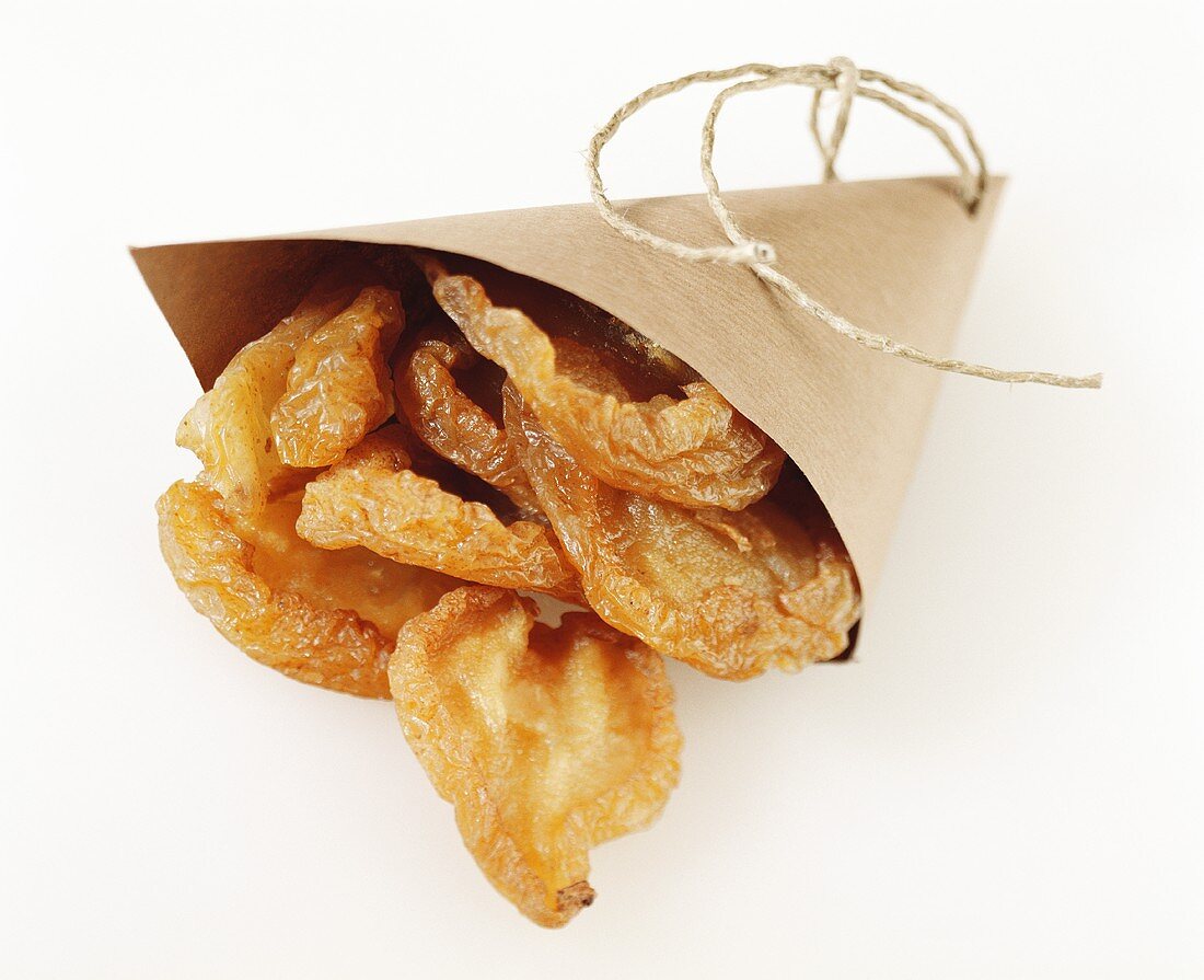 Dried pears in paper bag