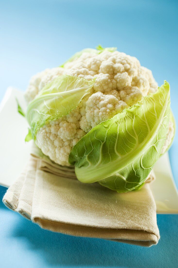 Cauliflower on linen cloth