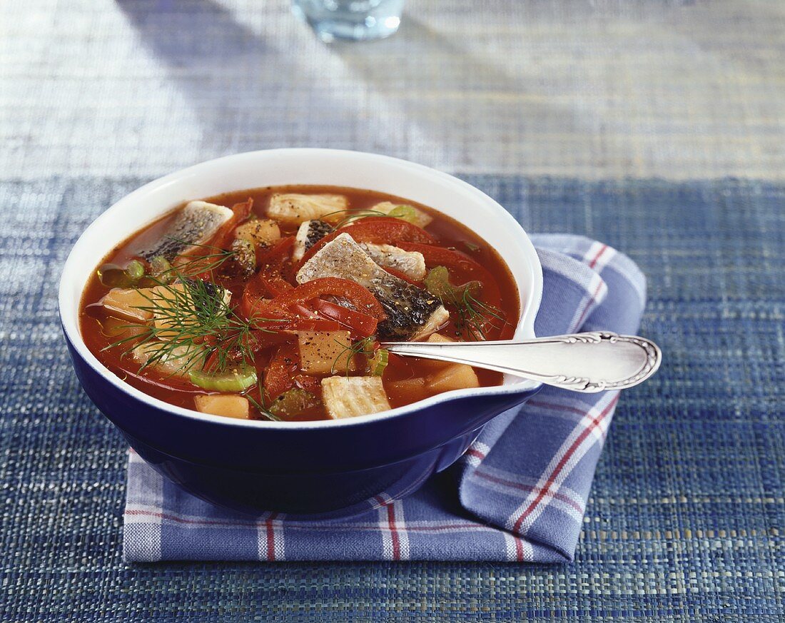 Summery fish stew with peppers