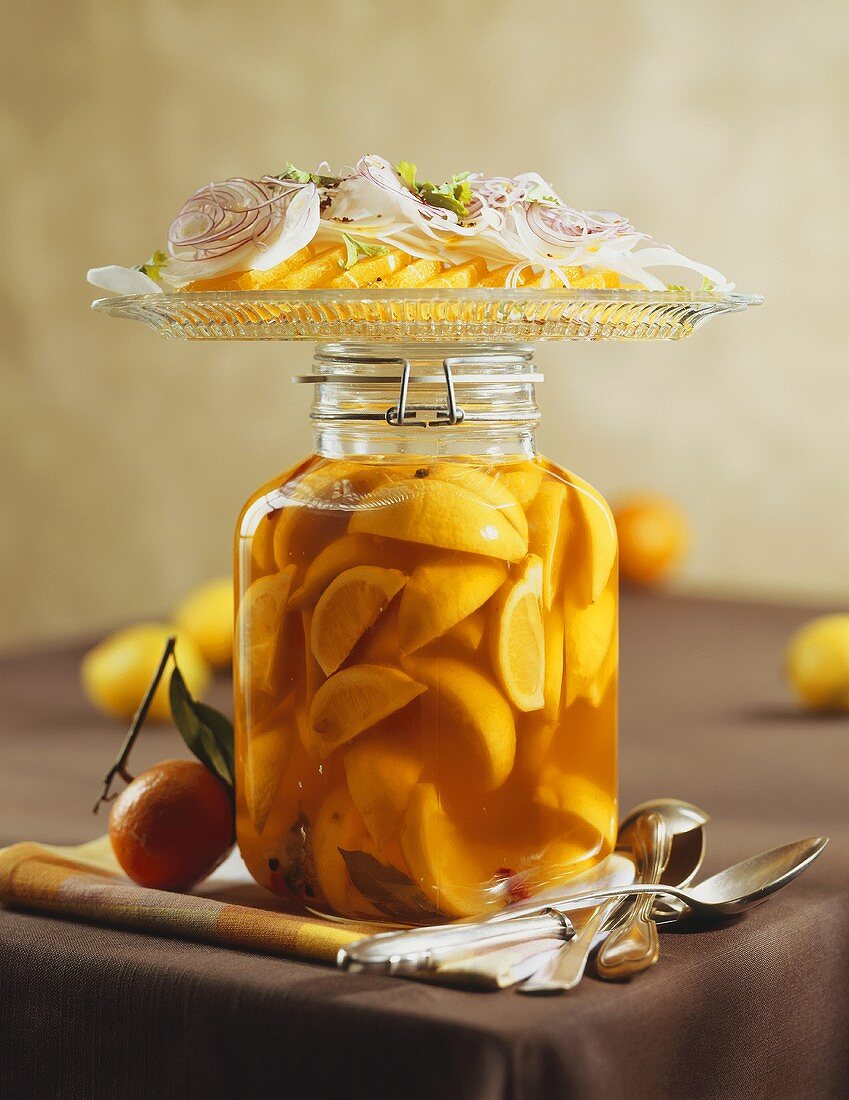 Pickled lemons and savoury orange salad