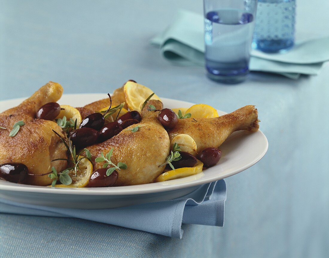 Lemon chicken with olives