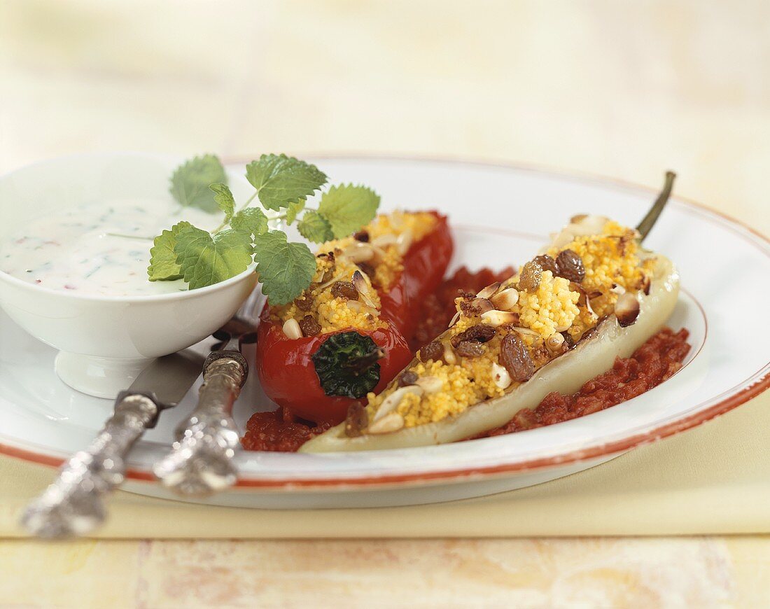 Peppers stuffed with couscous and raisins