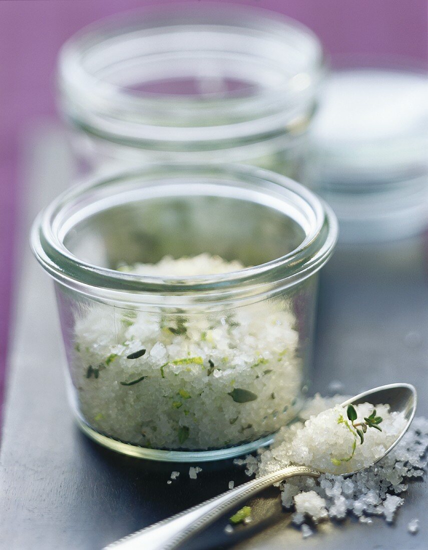 Herb salt in a jar