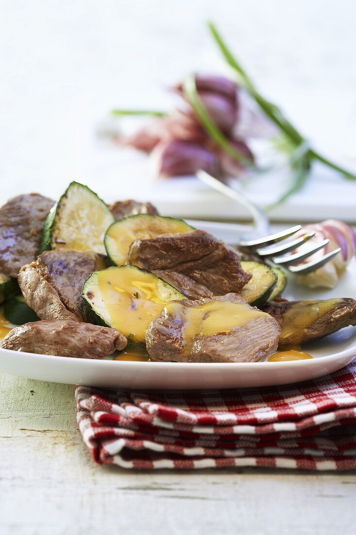 Lamb and courgette salad