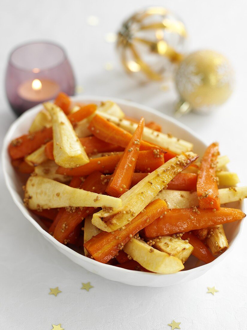Glazed carrots and parsnips for Christmas