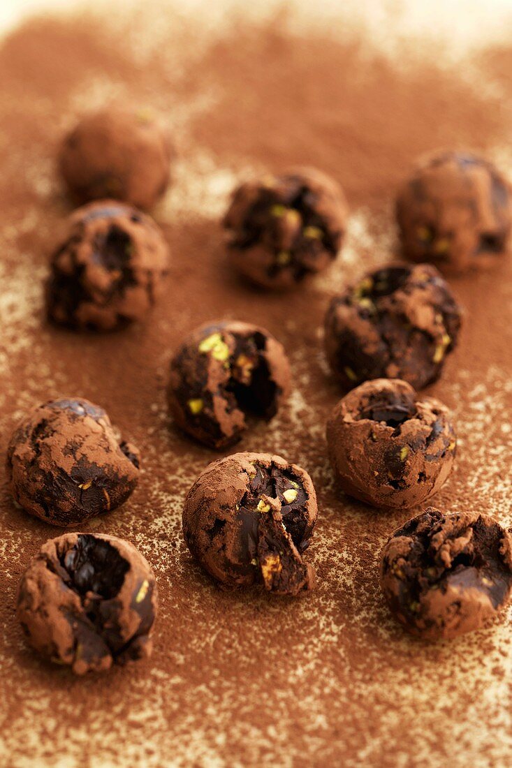 Chocolates with cocoa powder