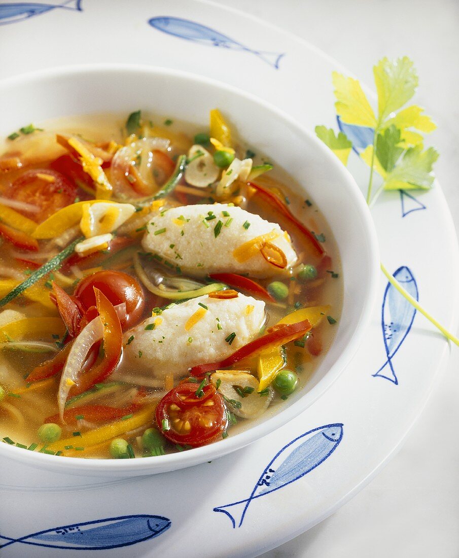 Mediterranean vegetable stew with stockfish dumplings