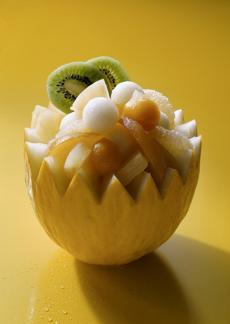 Fruit salad in hollowed-out melon