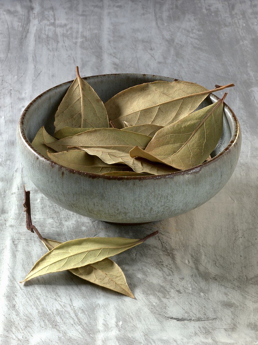 Bay leaves in bowl
