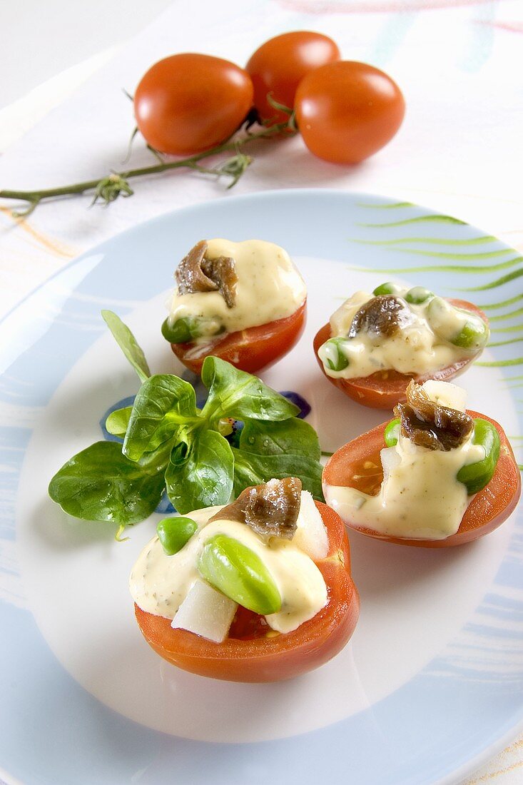 Tomatoes with anchovies and mayonnaise