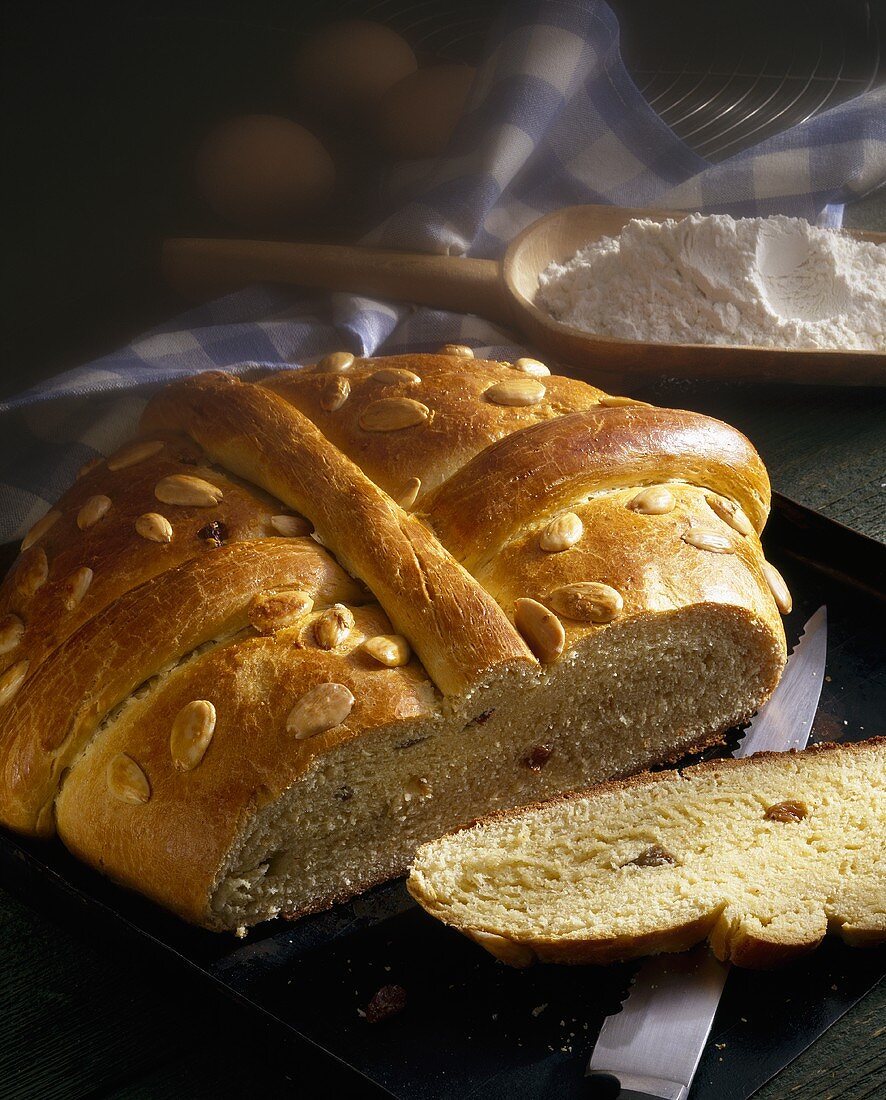 Old German Easter bread with almonds