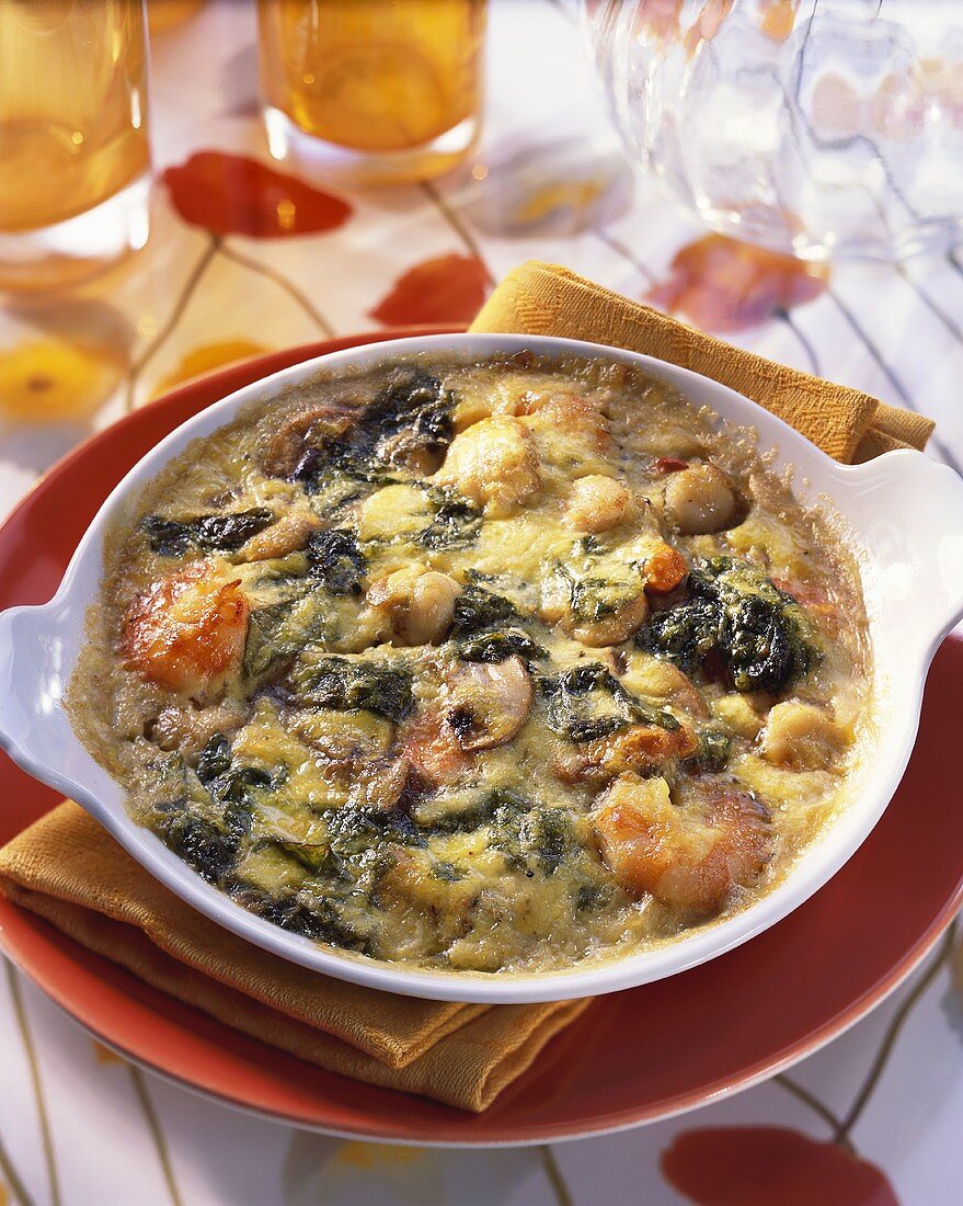 Seafood gratin with sorrel