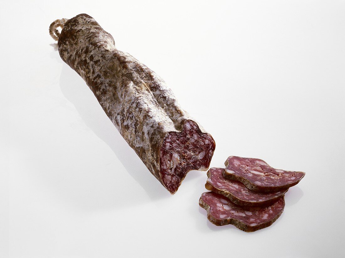 Hard cured sausage from Spain (Longaniza Casera de Payes)