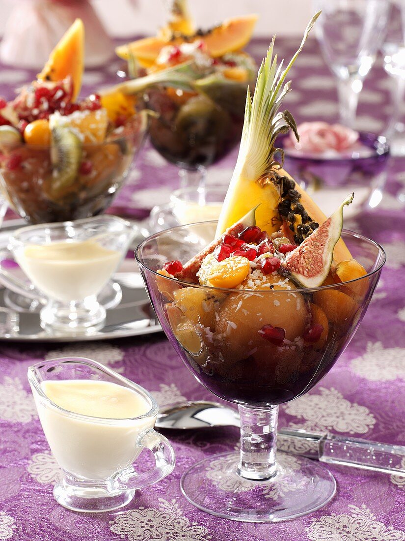 Exotic fruit salad with coconut