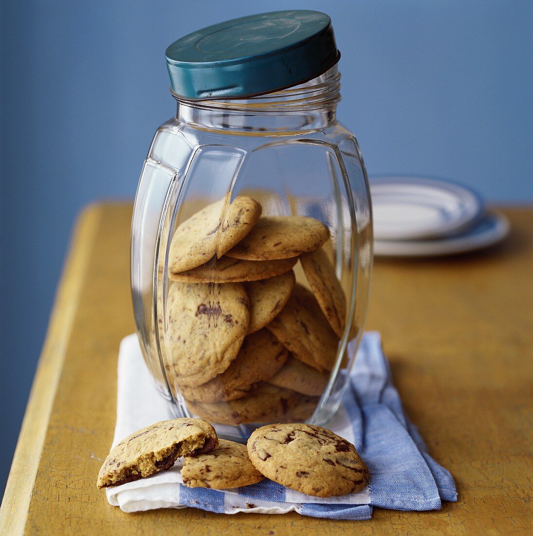 Several biscuits in a screw-top jar