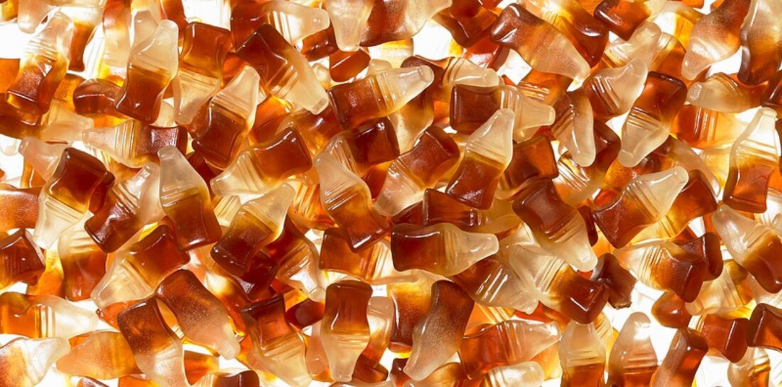 Jelly sweets in the shape of cola bottles