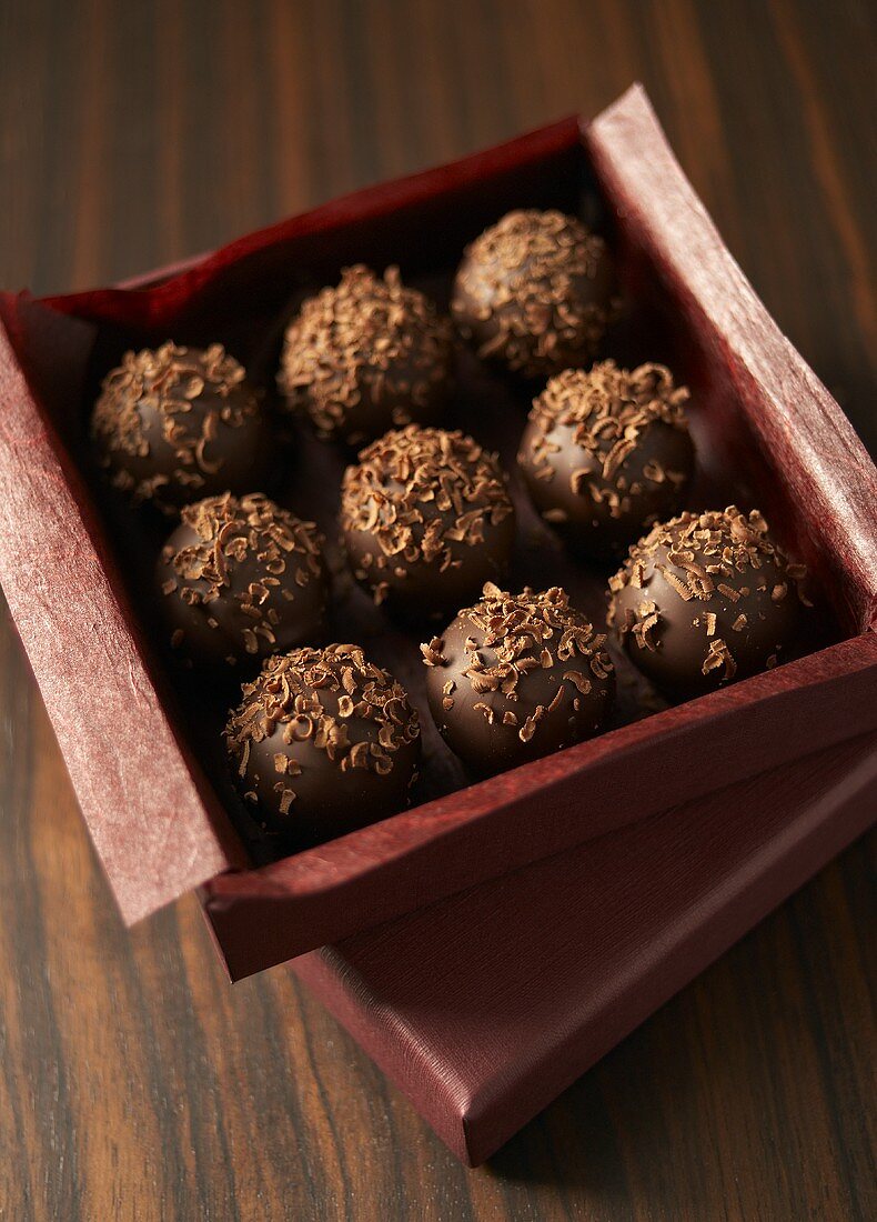 Chocolate truffles in a gift box