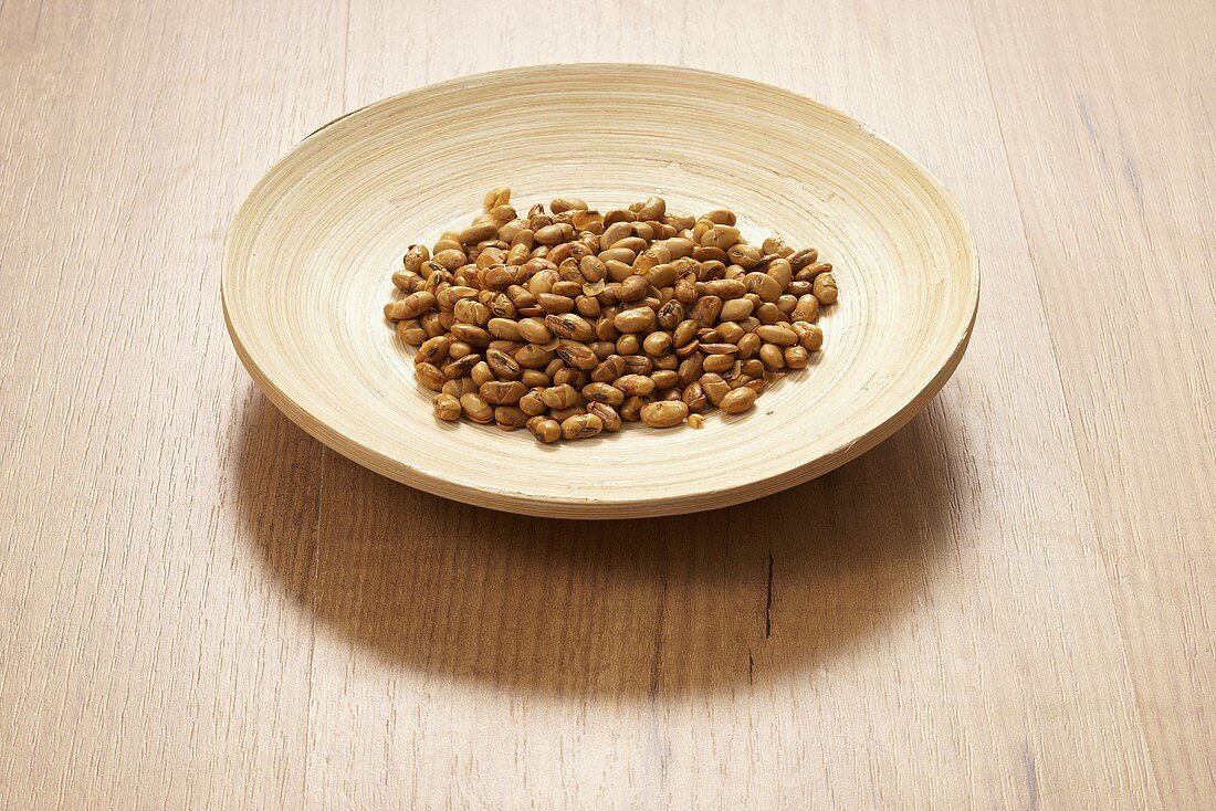 Roasted soya beans on plate