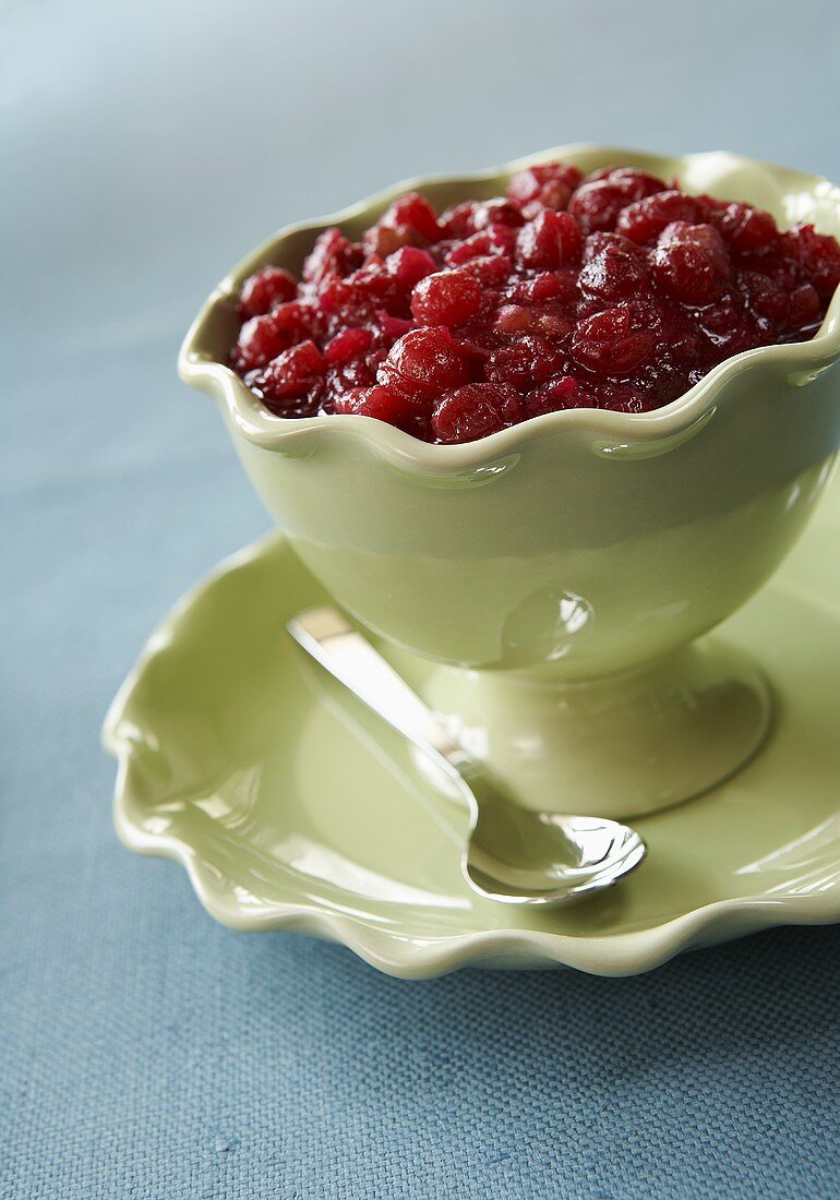 Cranberry relish in sauce-boat
