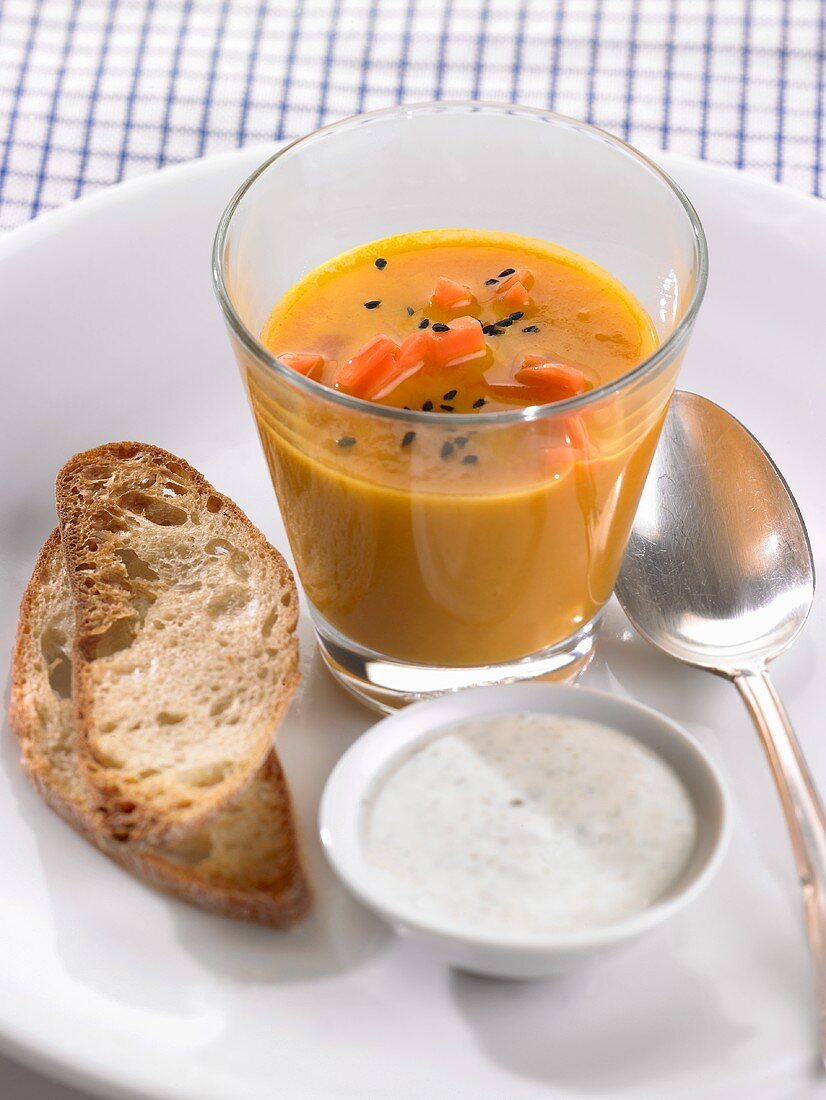 Carrot soup with sesame seeds