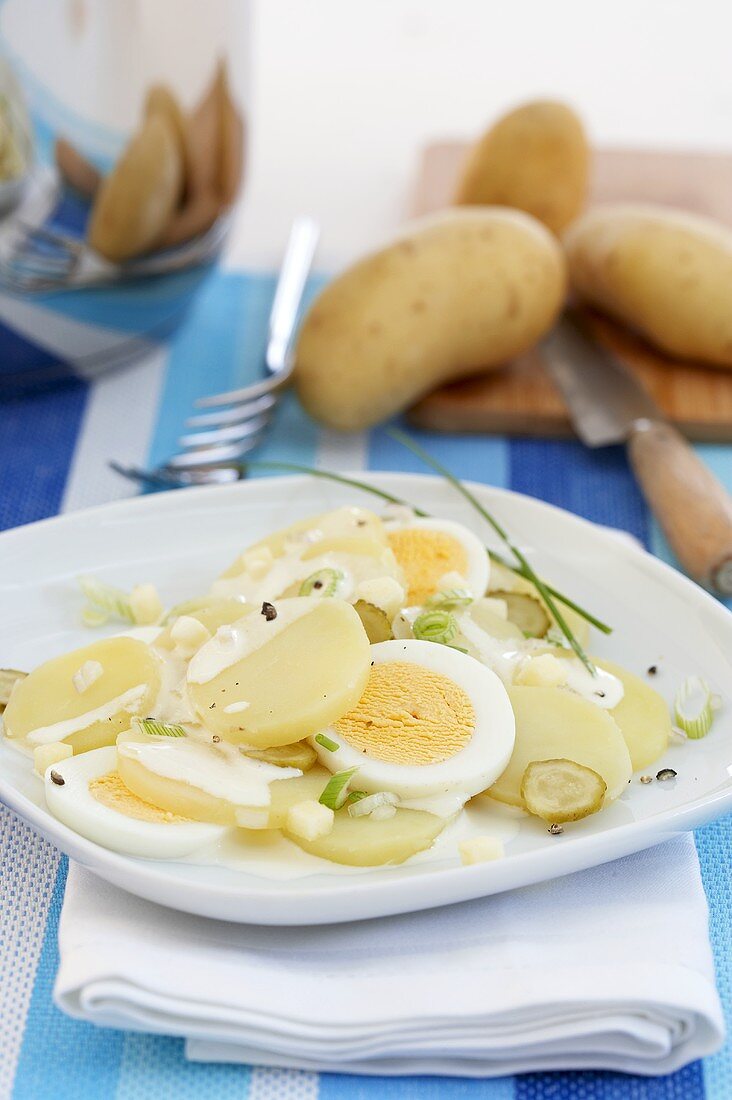 Potato salad with egg and yoghurt dressing