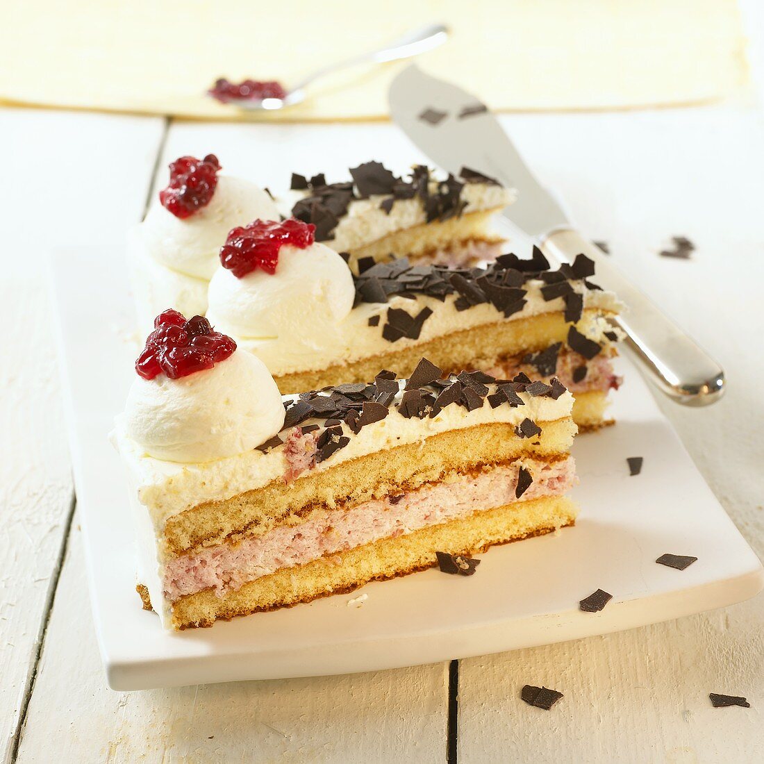 Cranberry cream cake (three pieces)