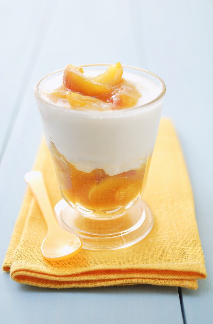 Apricot yoghurt in a glass