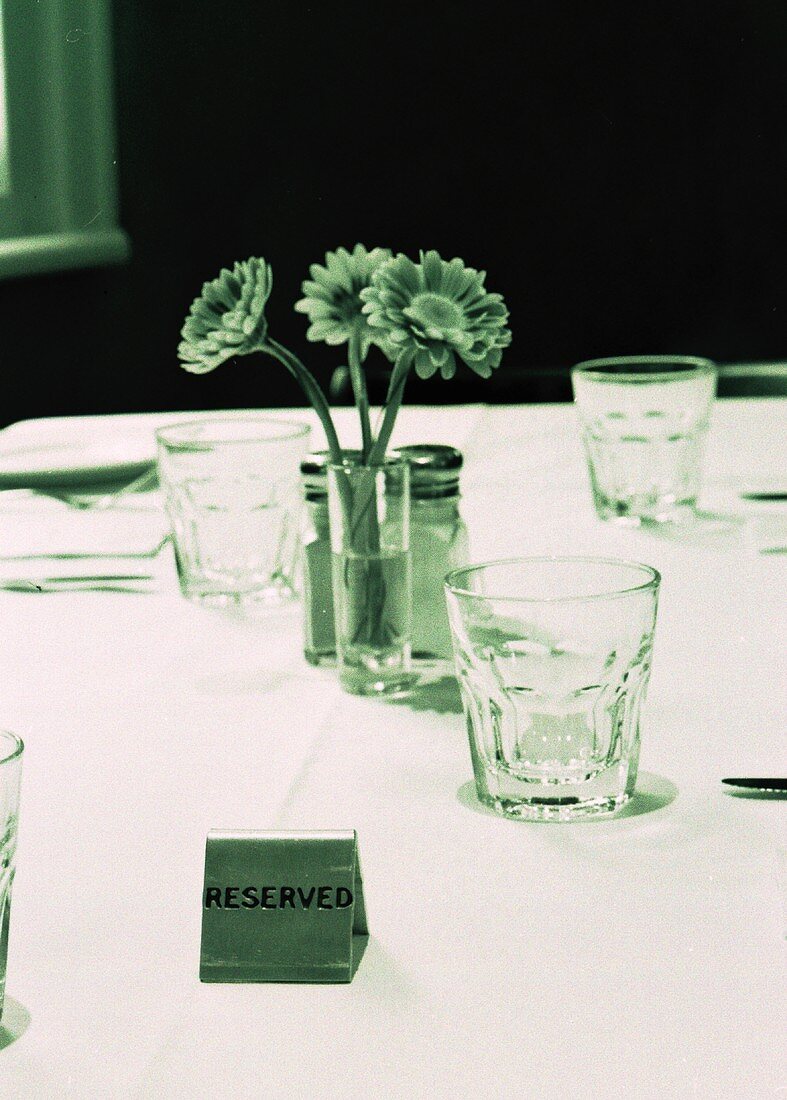 Reserved table in a restaurant