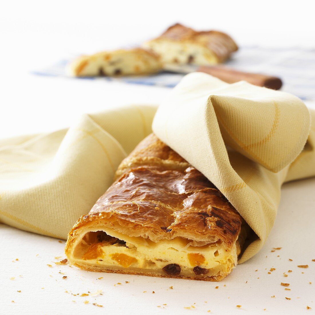 Quark strudel made with puff pastry
