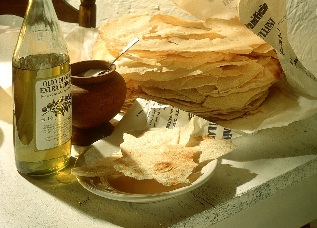 Pane carasau (crisp flatbread), Sardinia, Italy