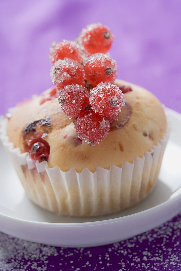 Redcurrant muffin with sugared redcurrants