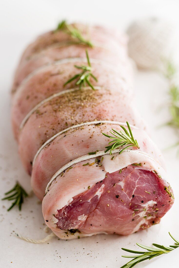 Rolled joint of pork with rosemary