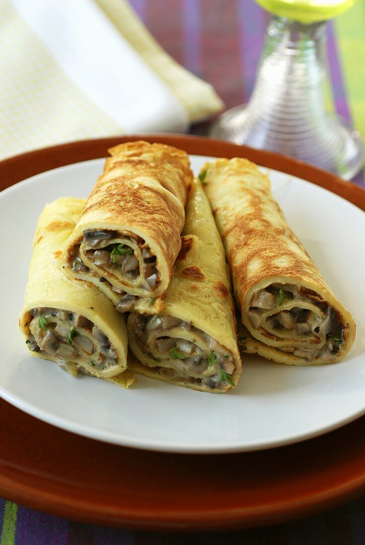 Pancakes with mushroom filling