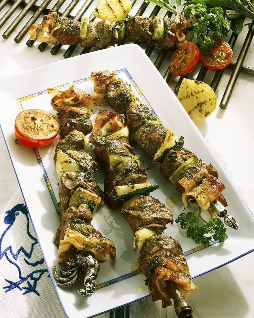 Grilled chicken liver kebabs